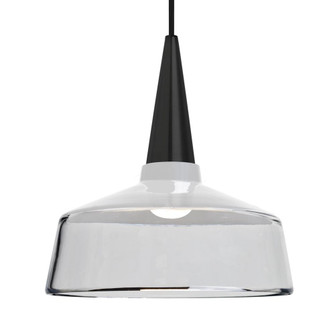 Besa, Baron 10 Cord Pendant, White/Clear, Black Finish, 1x9W LED, 15Ft. Option (127|1JT-BARON10WH-LED-BK-L)