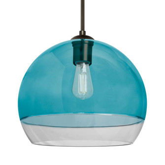 Besa, Ally 12 Cord Pendant, Coral Blue/Clear, Bronze Finish, 1x5W LED Filament, 15Ft. (127|1JT-ALLY12BL-EDIL-BR-L)