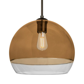 Besa, Ally 12 Cord Pendant, Amber/Clear, Bronze Finish, 1x5W LED Filament, 15Ft. Cord (127|1JT-ALLY12AM-EDIL-BR-L)