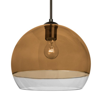 Besa, Ally 12 Cord Pendant, Amber/Clear, Bronze Finish, 1x60W Medium Base, 15Ft. Cord (127|1JT-ALLY12AM-BR-L)