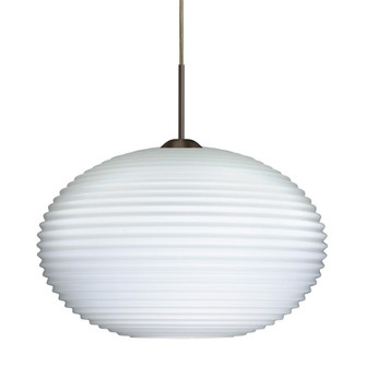 Besa Pendant Pape 12 LED-Bronze Opal Ribbed 1x9W LED, 15Ft. Cord (127|1JT-491307-LED-BR-L)