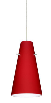 Besa Cierro Pendant Satin Nickel Ruby Matte 1x100W Medium Base, 15Ft. Cord (127|1JT-4124RM-SN-L)