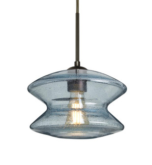 Besa, Zen Cord Pendant, Blue Bubble, Bronze Finish, 1x8W LED Filament, 15Ft. Cord (127|1JC-ZENBL-EDIL-BR-L)