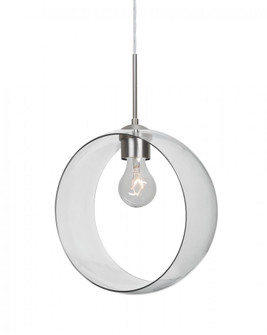 Besa, Plato Cord Pendant, Clear, Satin Nickel Finish, 1x60W Medium Base, 15Ft. Cord (127|1JC-PLATOCL-SN-NI-L)