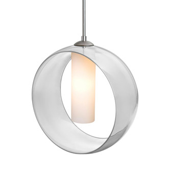 Besa, Plato Cord Pendant, Clear/Opal, Satin Nickel Finish, 1x5W LED, 15Ft. Cord (127|1JC-PLATOCL-LED-SN-L)