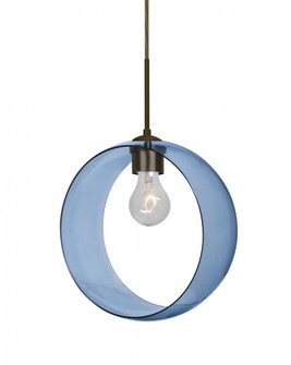 Besa, Plato Cord Pendant, Blue, Bronze Finish, 1x60W Medium Base, 15Ft. Cord (127|1JC-PLATOBL-BR-NI-L)