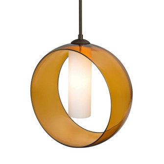 Besa, Plato Cord Pendant, Amber/Opal, Bronze Finish, 1x5W LED, 15Ft. Cord (127|1JC-PLATOAM-LED-BR-L)