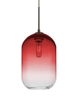 Besa, Omega 12 Cord Pendant, Red/Clear, Bronze Finish, 1x60W Medium Base, 15Ft. Cord (127|1JC-OMEGA12RD-BR-L)