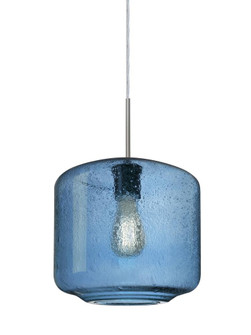 Besa Niles 10 Pendant, Blue Bubble, Satin Nickel Finish, 1x4W LED Filament, 15Ft. Cord (127|1JC-NILES10BL-EDIL-SN-L)