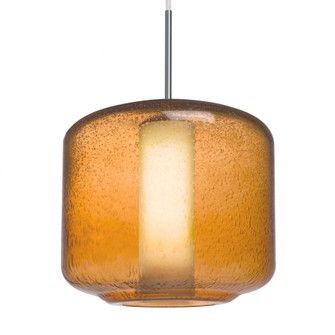 Besa Niles 10 Pendant, Amber Bubble/Opal, Satin Nickel Finish, 1x5W LED, 15Ft. Cord (127|1JC-NILES10AO-LED-SN-L)