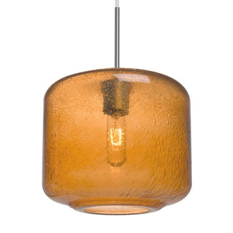 Besa Niles 10 Pendant, Amber Bubble, Satin Nickel Finish, 1x60W Medium Base T10, 15Ft. Cord (127|1JC-NILES10AM-SN-L)