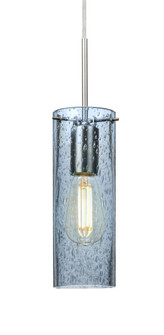 Besa, Juni 10 Cord Pendant, Blue Bubble, Satin Nickel, 1x4W LED Filament, 15Ft. Cord (127|1JC-JUNI10BL-EDIL-SN-L)