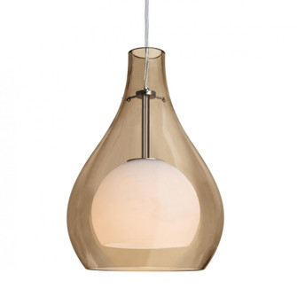 Besa, Elle 11 Cord Pendant, Cognac, Satin Nickel Finish, 1x9W LED, 15Ft Option (127|1JC-ELLE11CG-LED-SN-L)