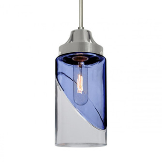 Besa, Blink Cord Pendant, Trans. Blue/Clear, Satin Nickel Finish, 1x60W Medium Base, 15Ft. Cord (127|1JC-BLINKBL-SN-L)
