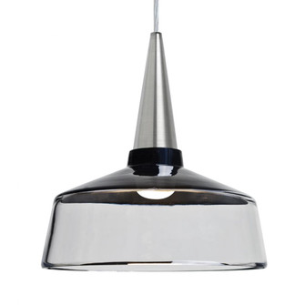 Besa, Baron 10 Cord Pendant, Black/Clear, Satin Nickel Finish, 1x9W LED, 15Ft. Option (127|1JC-BARON10BK-LED-SN-L)