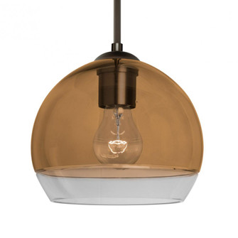 Besa, Ally 8 Cord Pendant, Amber/Clear, Bronze Finish, 1x60W Medium Base, 15Ft. Cord (127|1JC-ALLY8AM-BR-L)