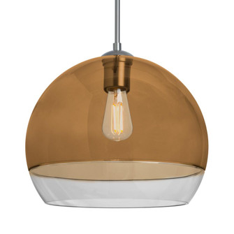 Besa, Ally 12 Cord Pendant, Amber/Clear, Satin Nickel Finish, 1x5W LED Filament, 15Ft (127|1JC-ALLY12AM-EDIL-SN-L)