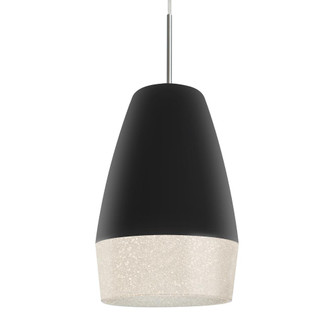 Besa, Abu 12 Cord Pendant, Black/Glitter, Satin Nickel Finish, 1x9W LED, 15Ft Option (127|1JC-ABU12BK-LED-SN-L)