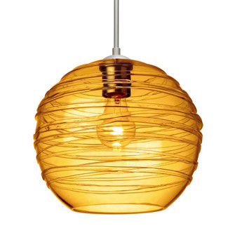 Besa Wave 10 Pendant Satin Nickel Amber 1x60W Medium Base, 15Ft. Cord (127|1JC-462782-SN-L)