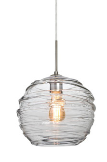 Besa Wave 10 Pendant Satin Nickel Clear 1x8W LED Filament, 15Ft. Cord (127|1JC-462761-EDIL-SN-L)