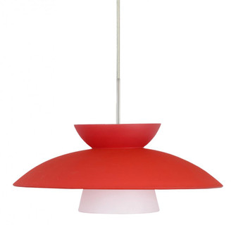 Besa Trilo 15 Pendant Red Matte Satin Nickel 1x9W LED, 15Ft. Cord (127|1JC-451331-LED-SN-L)