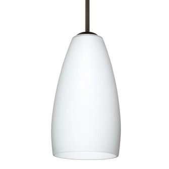 Besa Chrissy Pendant Bronze Opal Matte 1x50W B10 Medium Base, 15Ft. Cord (127|1BC-150907-MED-BR-L)