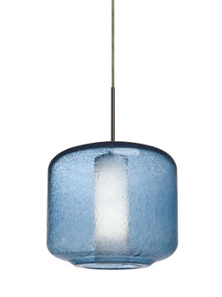 Besa Niles 10 Pendant For Multiport Canopy, Blue Bubble/Opal, Bronze Finish, 1x5W LED (127|J-NILES10BO-LED-BR)