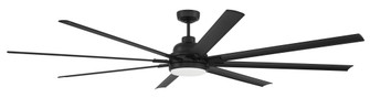 Rush 84'' 8-Blade Indoor/Outdoor (Wet) Ceiling Fan in Flat Black w/ Flat Black Blades; Light Kit  (20|RSH84FB8)