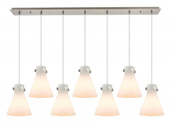 Newton Cone - 7 Light - 52 inch - Brushed Satin Nickel - Linear Pendant (3442|127-410-1PS-SN-G411-8WH)