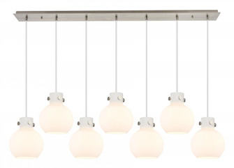 Newton Sphere - 7 Light - 52 inch - Brushed Satin Nickel - Cord hung - Linear Pendant (3442|127-410-1PS-SN-G410-8WH)