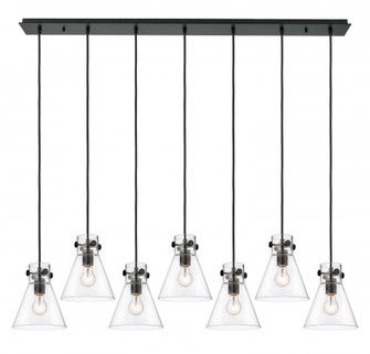 Newton Cone - 7 Light - 52 inch - Matte Black - Linear Pendant (3442|127-410-1PS-BK-G411-8CL)