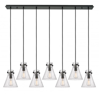 Newton Cone - 7 Light - 52 inch - Matte Black - Linear Pendant (3442|127-410-1PS-BK-G411-8SDY)