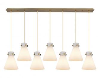 Newton Cone - 7 Light - 52 inch - Brushed Brass - Linear Pendant (3442|127-410-1PS-BB-G411-8WH)