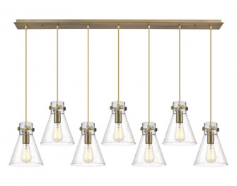 Newton Cone - 7 Light - 52 inch - Brushed Brass - Linear Pendant (3442|127-410-1PS-BB-G411-8SDY)