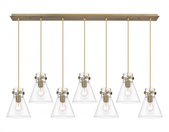 Newton Cone - 7 Light - 52 inch - Brushed Brass - Linear Pendant (3442|127-410-1PS-BB-G411-8CL)