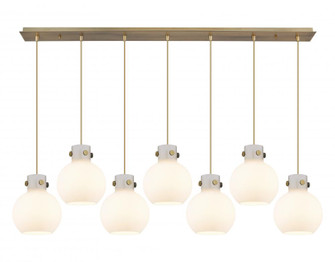 Newton Sphere - 7 Light - 52 inch - Brushed Brass - Cord hung - Linear Pendant (3442|127-410-1PS-BB-G410-8WH)