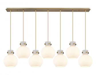 Newton Sphere - 7 Light - 52 inch - Brushed Brass - Cord hung - Linear Pendant (3442|127-410-1PS-BB-G410-8WH)