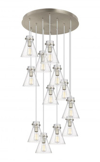 Newton Cone - 12 Light - 27 inch - Brushed Satin Nickel - Multi Pendant (3442|126-410-1PS-SN-G411-8SDY)