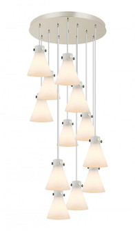Newton Cone - 12 Light - 27 inch - Polished Nickel - Multi Pendant (3442|126-410-1PS-PN-G411-8WH)