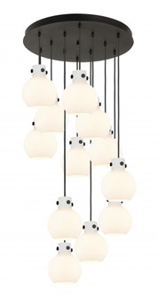 Newton Sphere - 12 Light - 27 inch - Matte Black - Cord hung - Multi Pendant (3442|126-410-1PS-BK-G410-8WH)