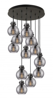 Newton Sphere - 12 Light - 27 inch - Matte Black - Cord hung - Multi Pendant (3442|126-410-1PS-BK-G410-8SM)