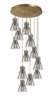 Newton Cone - 12 Light - 27 inch - Brushed Brass - Multi Pendant (3442|126-410-1PS-BB-G411-8SM)