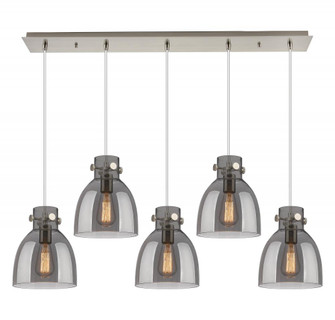 Newton Bell - 5 Light - 40 inch - Brushed Satin Nickel - Linear Pendant (3442|125-410-1PS-SN-G412-8SM)