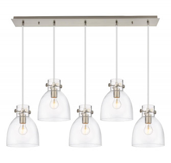 Newton Bell - 5 Light - 40 inch - Brushed Satin Nickel - Linear Pendant (3442|125-410-1PS-SN-G412-8CL)