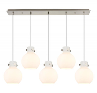 Newton Sphere - 5 Light - 40 inch - Brushed Satin Nickel - Cord hung - Linear Pendant (3442|125-410-1PS-SN-G410-8WH)