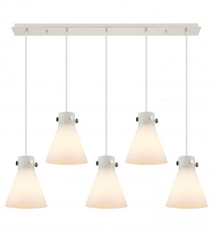 Newton Cone - 5 Light - 40 inch - Polished Nickel - Linear Pendant (3442|125-410-1PS-PN-G411-8WH)
