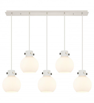 Newton Sphere - 5 Light - 40 inch - Polished Nickel - Cord hung - Linear Pendant (3442|125-410-1PS-PN-G410-8WH)