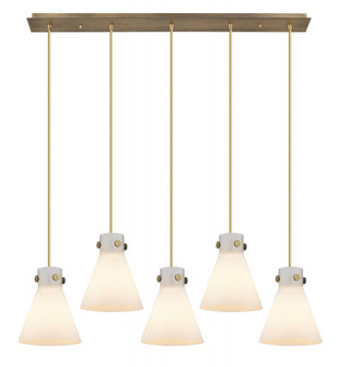 Newton Cone - 5 Light - 40 inch - Brushed Brass - Linear Pendant (3442|125-410-1PS-BB-G411-8WH)