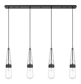 Milan - 4 Light - 48 inch - Matte Black - Linear Pendant (3442|124-452-1P-BK-G452-4CL)