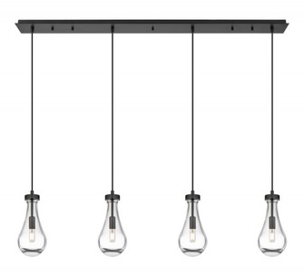 Owego - 4 Light - 49 inch - Matte Black - Linear Pendant (3442|124-451-1P-BK-G451-5CL)
